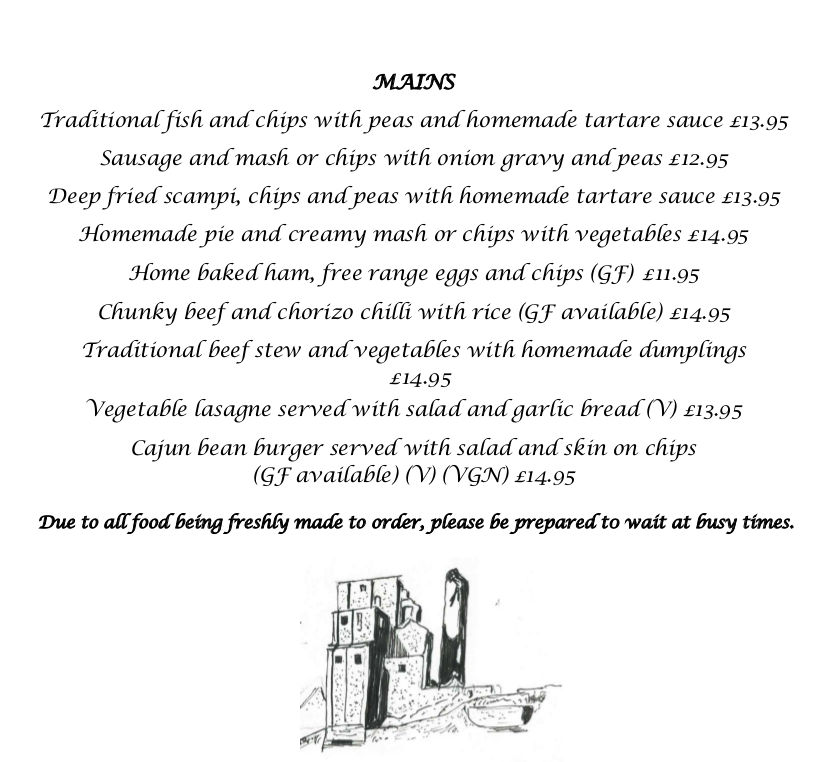 Menu | The Fox Inn Corfe Castle